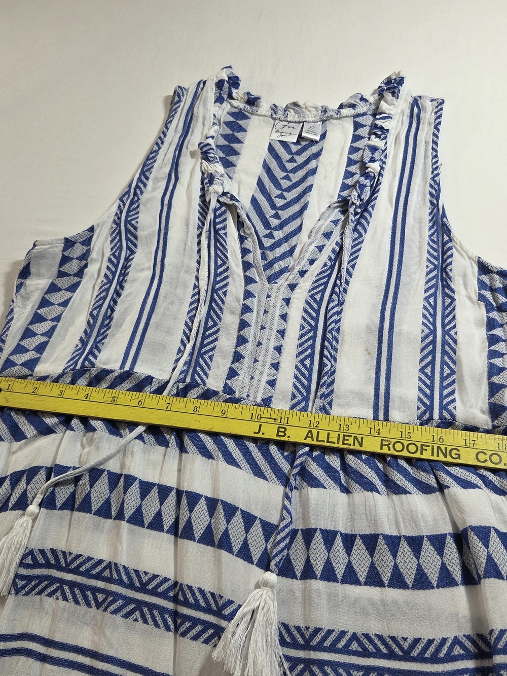 Goa Beachwear Japna Dress Maxi Striped White Blue Sleeveless V-Neck Beach Summer - Picture 11 of 14